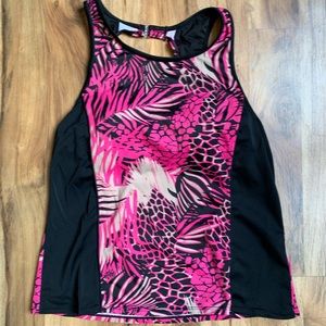 Tropical Escape Pink/Black Open Back Tankini